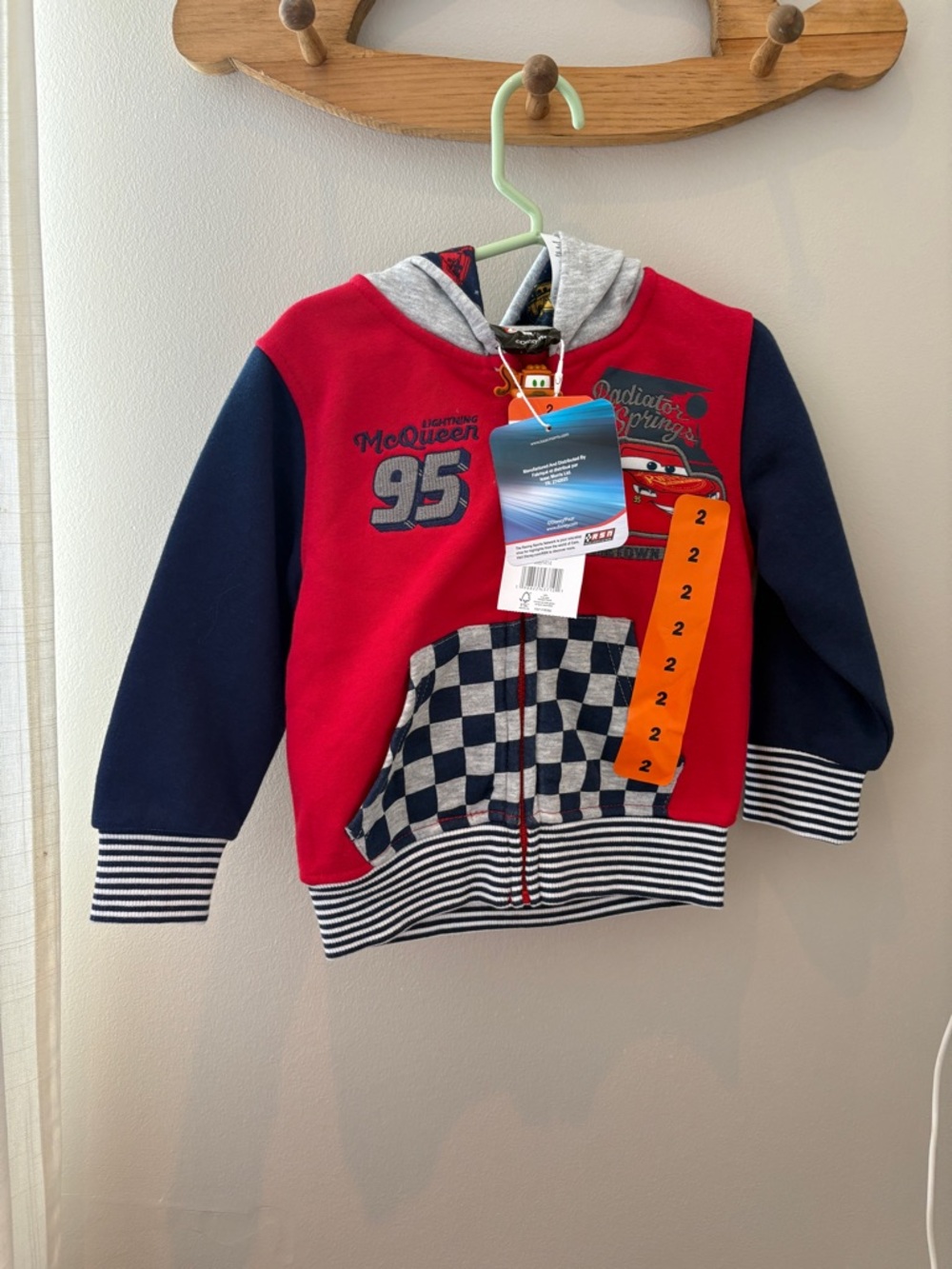 Disney Red, Navy & Gray Lightning McQueen Zip Hoodie